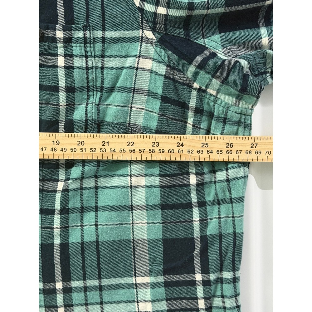 Duluth Trading Co Flannel Shirt Women 2X Teal Plaid Excellent Long Sleeve Cotton - Picture 5 of 9